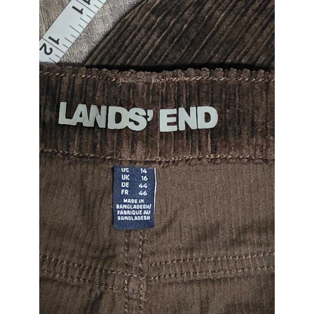 Lands End Corduroy Pants Womens sz 14 Brown Mid Rise Classic Cotton Blend Basic - Picture 4 of 5